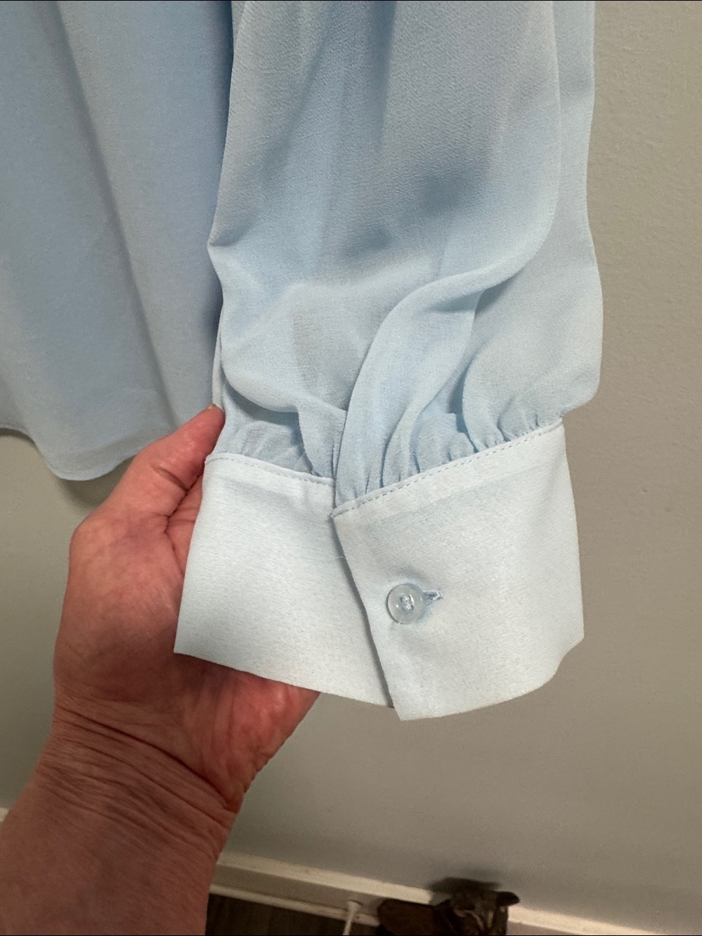 Calvin Klein Pale Blue V-Neck Long Sleeve Blouse - Picture 4 of 8